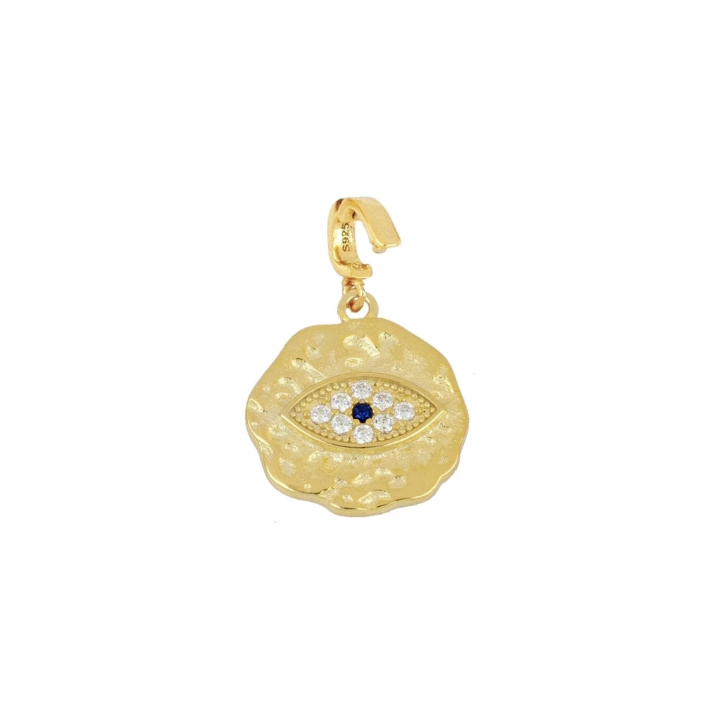 Charm ojo plata con porta charm 15mm Charm ojo plata con porta charm 15mm bañada oro