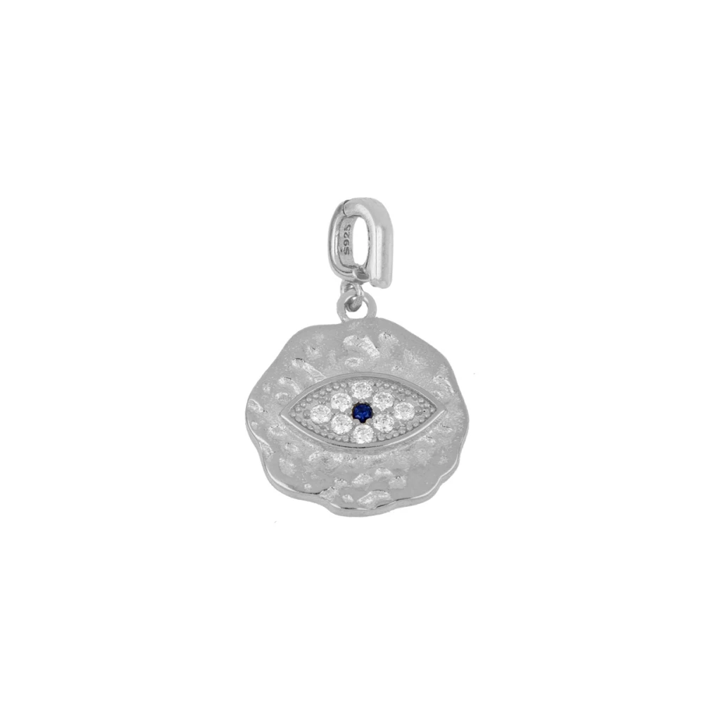 Charm ojo plata con porta charm 15mm Charm ojo plata con porta charm 15mm rodiada