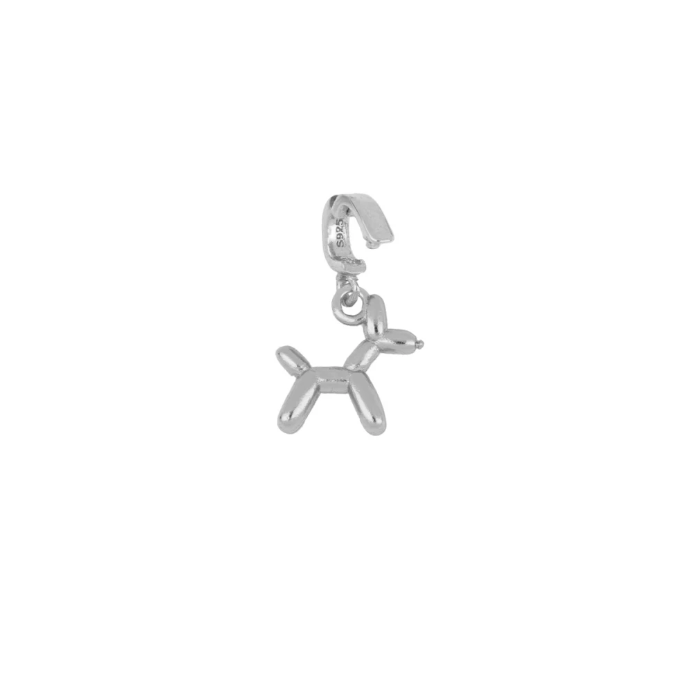 Charm plata ley perro globo 9mm Charm plata ley perro globo 9mm rodiada abierto