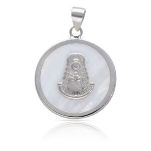 Colgante plata Virgen Rocio nacar 20mm
