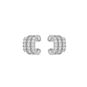 Pendientes Ear cuff plata 3 lineas circonitas rodio Pendientes Ear cuff plata 3 lineas circonitas rodio