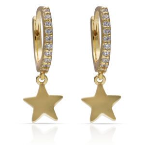 Pendientes aro circonitas plata charm estrella