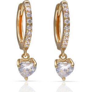 Pendientes aro plata corazón circonitas