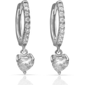 Pendientes aro plata corazón circonitas rodiada Pendientes aro plata corazón circonitas rodiada