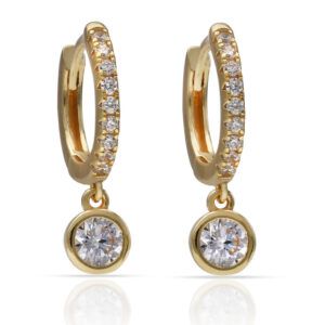 Pendientes plata 925 chatón y circonitas Pendientes plata 925 chatón y circonitas