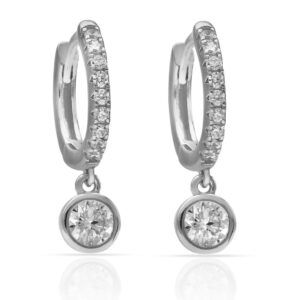 Pendientes plata 925 chatón y circonitas rodio