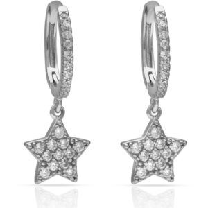 Pendientes plata 925 estrellas y circonitas rodio Pendientes plata 925 estrellas y circonitas rodio