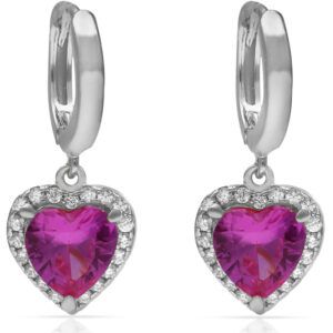 Pendientes plata corazon piedra roja 10mm rodiada Pendientes plata corazon piedra roja 10mm rodiada