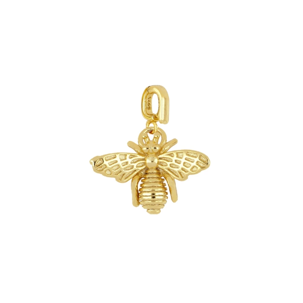 Porta charm plata de Abeja 14x11mm Porta charm plata de Abeja 14x11mm