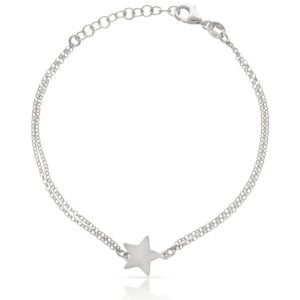 Pulsera doble cadena plata motivo estrella