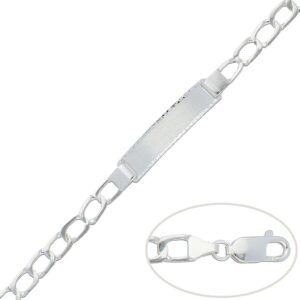 Pulsera esclava plata ley con placa 6,50mm