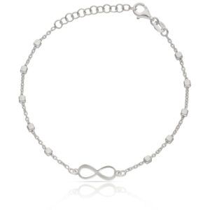 Pulsera plata 925 infinito cadena con cuadrados