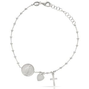Pulsera plata 925 virgen milagrosa y cruz benito Pulsera plata 925 virgen milagrosa y cruz benito