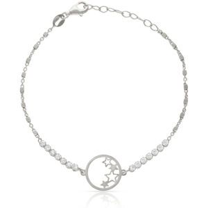 Pulsera plata circulo con estrellas 13mm