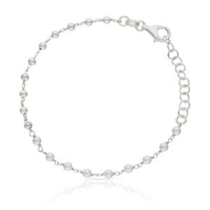 Pulsera plata de bolas y perlas 2mm