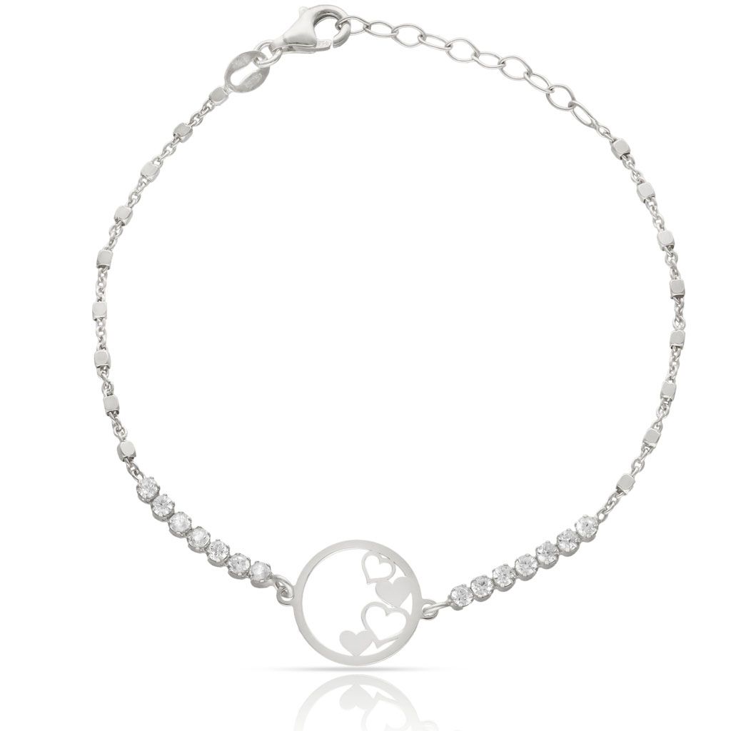 Pulsera plata motivo circulo corazones 13mm Pulsera plata motivo circulo corazones 13mm