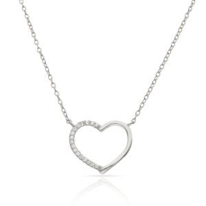 Gargantilla plata charm corazón cironitas 15x13mm rodio Gargantilla plata charm corazón cironitas 15x13mm rodio