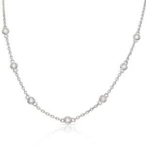 Gargantilla plata ley con chatones 4mm rodio