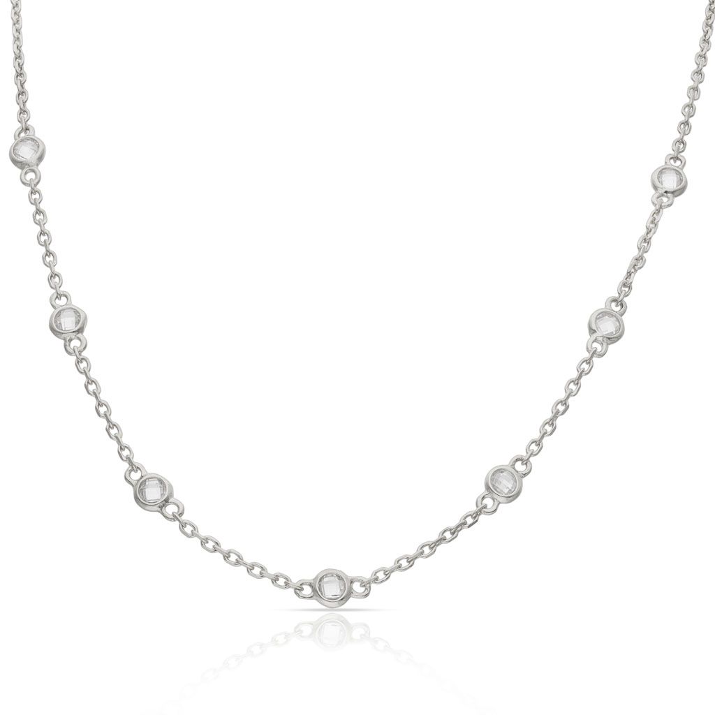 Gargantilla plata ley con chatones 4mm Gargantilla plata ley con chatones 4mm rodio