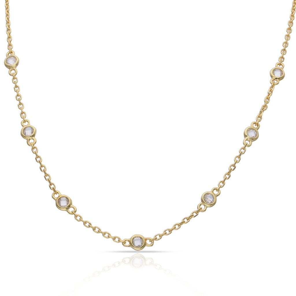 Gargantilla plata ley con chatones 4mm Gargantilla plata ley con chatones 4mm