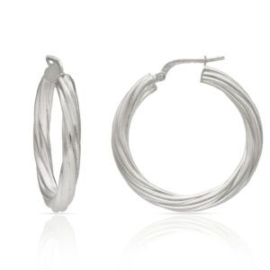 Pendientes aro plata Parfua 25mm rodio Pendientes aro plata Parfua 25mm rodio