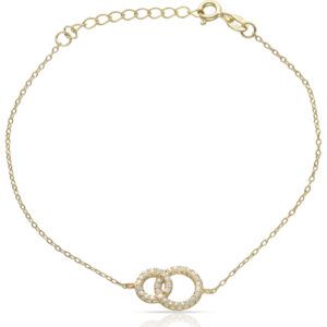 Pulsera plata 2 alianzas cruzadas circonitas Pulsera plata 2 alianzas cruzadas circonitas