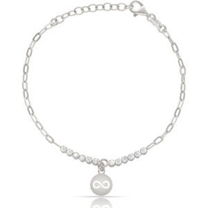 Pulsera plata 925 charm infinito + circonitas