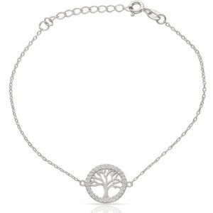 Pulsera plata 925 motivo arbol vida con circonitas rodiada