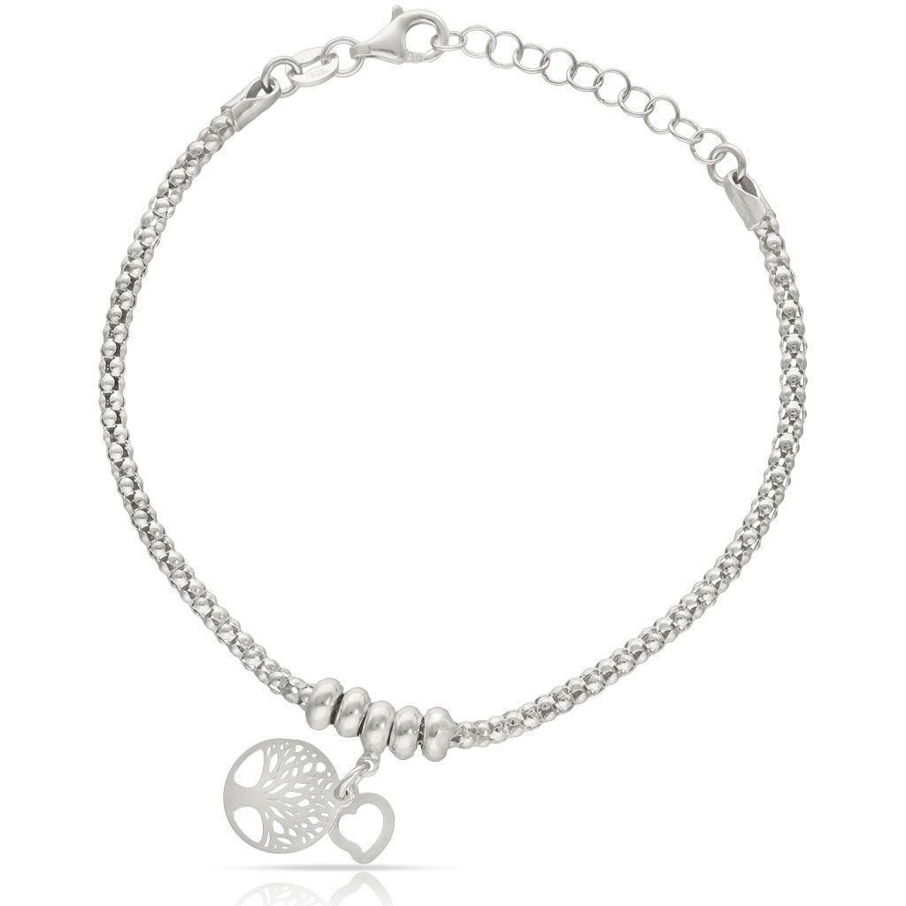 Pulsera plata colgante arbol vida + corazón Pulsera plata colgante arbol vida + corazón