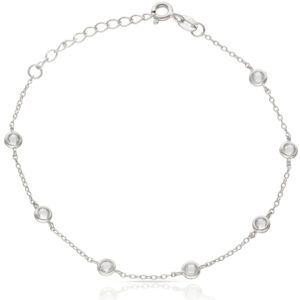 Pulsera plata ley chatones 4mm