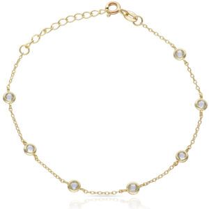 Pulsera plata ley chatones 4mm bañada oro Pulsera plata ley chatones 4mm bañada oro