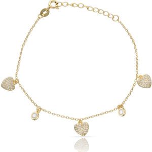 Pulsera plata mini charms corazon y circonitas