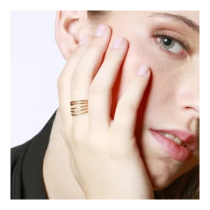 Anillo 5 lineas diamantadas plata ley - imagen 1