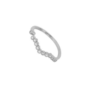 Anillo abierto curvas plata circonitas rodio