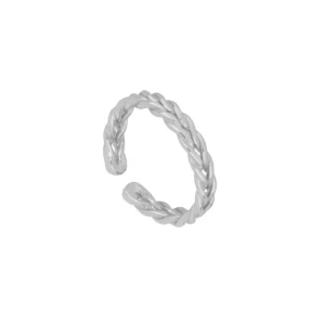 Anillo abierto dedo menique trenzado plata 925 rodio
