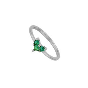 Anillo plata 925 corazón circonita verde rodio