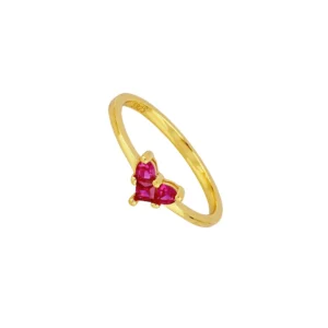 Anillo plata corazón circonita rubi foto