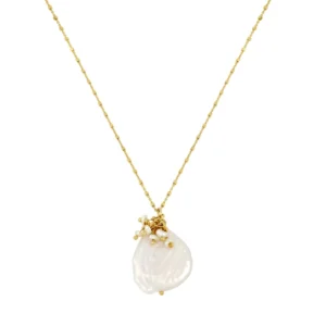 Cadena cuadrados plata charm Perla Miniso
