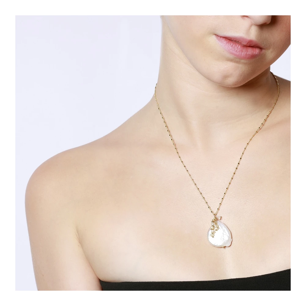 Cadena cuadrados plata charm Perla Miniso Cadena cuadrados plata charm Perla Miniso modelo 1