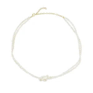 Chocker perlas de arroz en plata ley bañaad oro Chocker perlas de arroz en plata ley bañaad oro