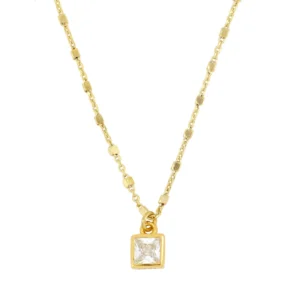 Collar cuadrado plata 925 con piedra circonita Collar cuadrado plata 925 con piedra circonita
