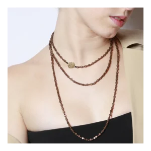Collar piedras hematites largo 150cm plata ley