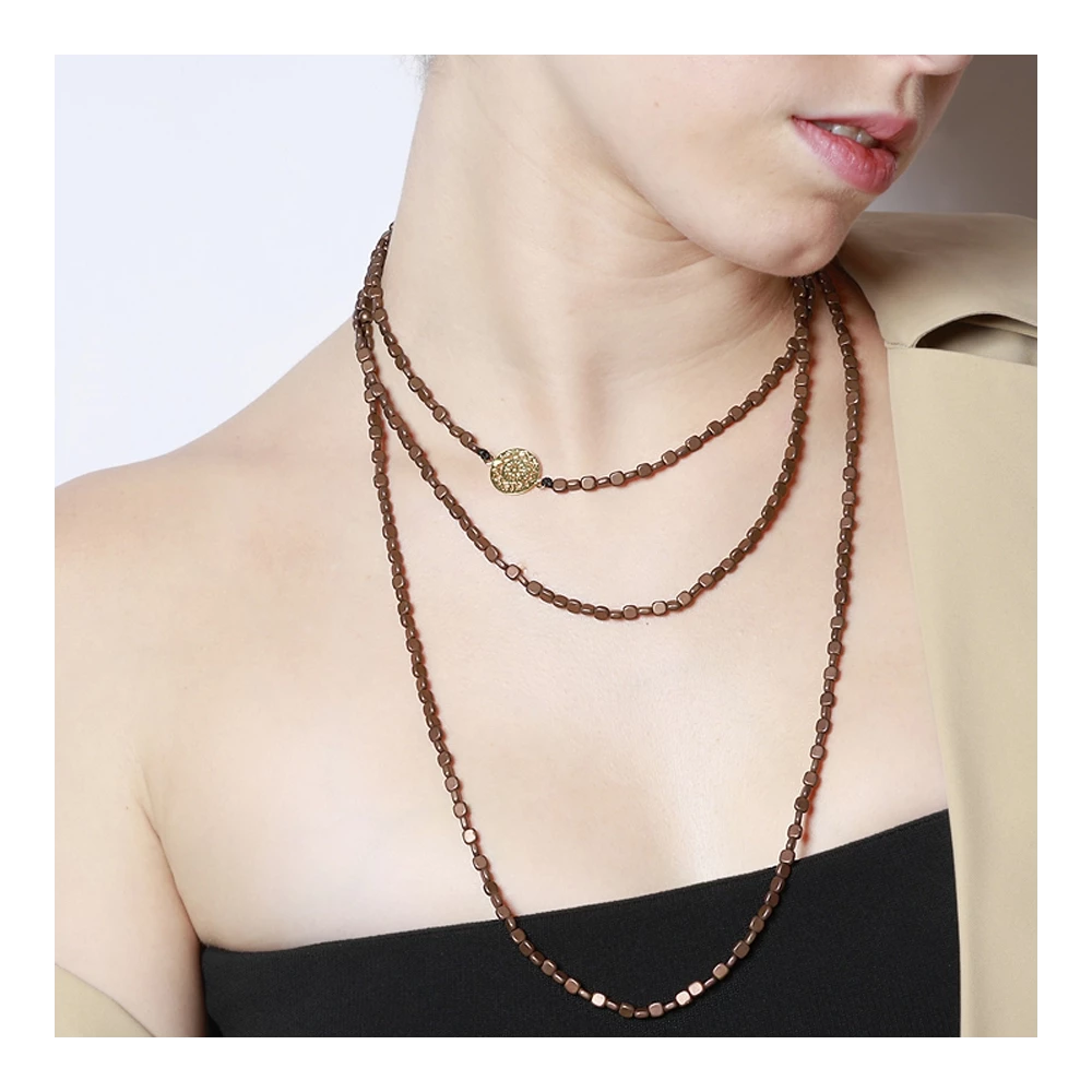 Collar piedras hematites largo 150cm plata ley Collar piedras hematites largo 150cm plata ley
