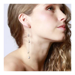 Pendientes Largos con Perla Natural Gris – Plata 925 foto Pendientes Largos con Perla Natural Gris – Plata 925 foto