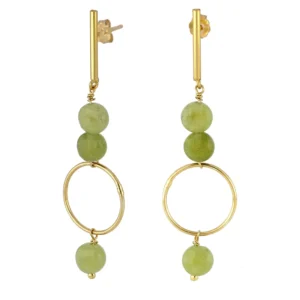 Pendientes largos plata 925 Jade verde