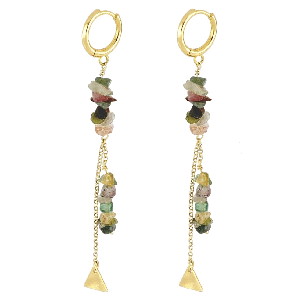 Pendientes largos plata chips turmalina Pendientes largos plata chips turmalina