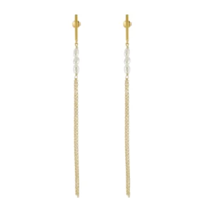 Pendientes largos plata con perlas 100mm bañada oro Pendientes largos plata con perlas 100mm bañada oro