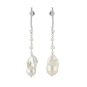 Pendientes largos plata con perlas – Bruma rodio Pendientes largos plata con perlas - Bruma rodio