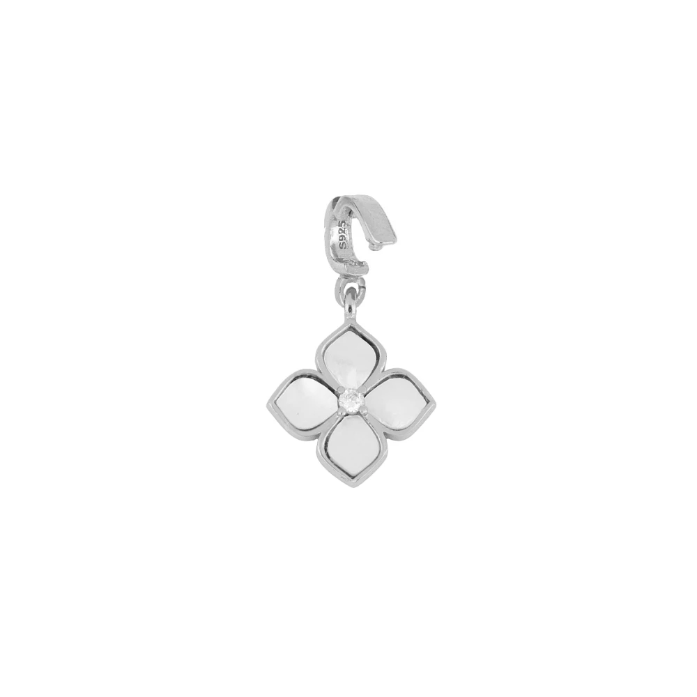 Charm colgante plata flor nacar blanco 11mm Charm colgante plata flor nacar blanco 11mm rodio