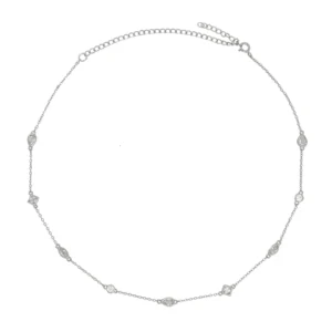 Choker plata ley mini charms circonitas blancas rodio Choker plata ley mini charms circonitas blancas rodio
